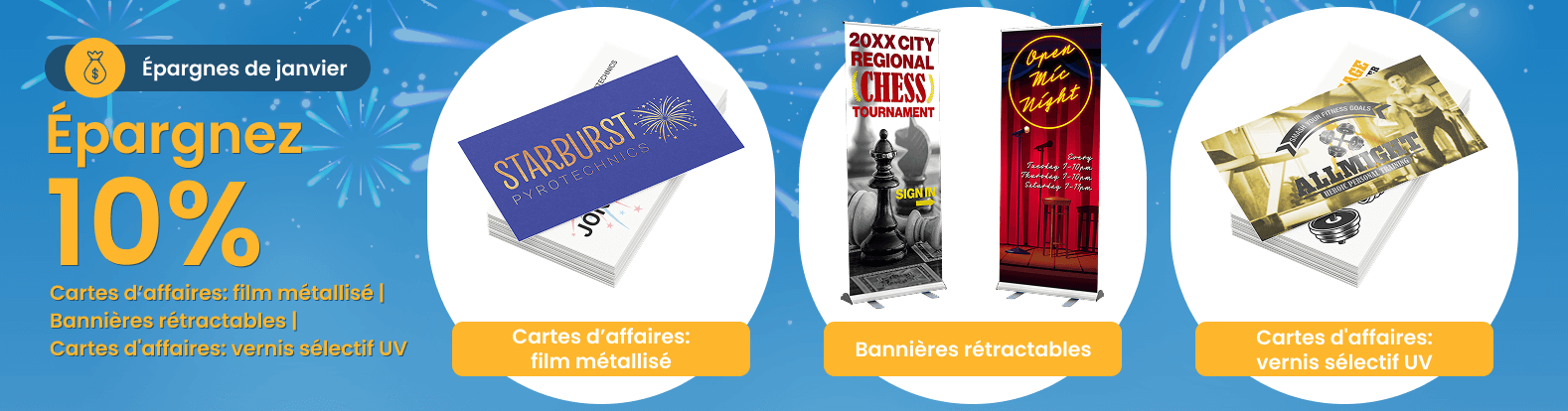 Save 10% on Metallic Foil Business Cards | Pull Up Banners: Silver Base | Spot UV Business Cards