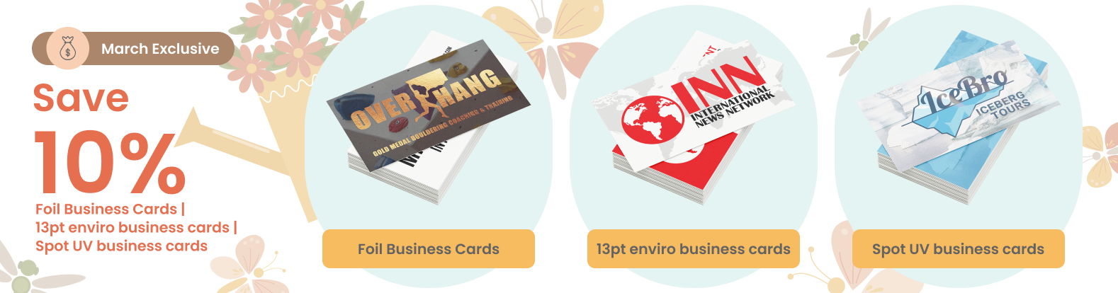 Save 10% on Foil Business Cards | 13pt enviro business cards | Spot UV business cards