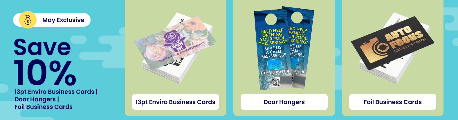 Save 10% on 13pt Enviro Business Cards | Door Hangers | Foil Business Cards