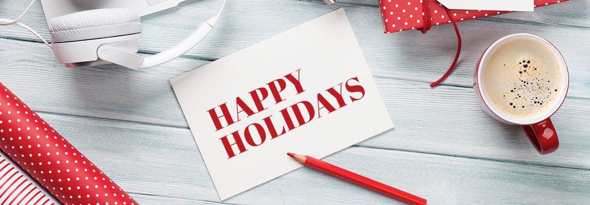 holiday greeting card saying happy holidays